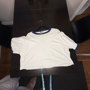 Russell Athletic White Tee with Blue Trim